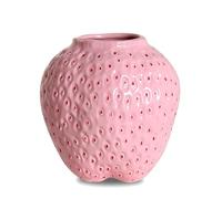 SANFERGE Strawberry Ceramic Flower Vase, Mini Decorative Cute Fruit Ornament Vase for Flower Arrangement, Unique for Modern Vintage Home Kitchen Office Decor Centerpiece, Small Pink
