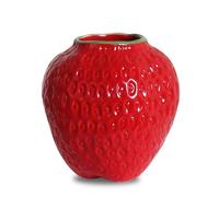 SANFERGE Strawberry Ceramic Flower Vase, Mini Decorative Cute Fruit Ornament Vase for Flower Arrangement, Unique for Modern Vintage Home Kitchen Office Decor Centerpiece, Small Red