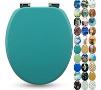 Sanfino® Premium Toilet Seat with Soft Close - Wooden Toilet Lid, Lots of Colourful and Decorative Designs, high Seating Comfort, Easy to Install Including Instructions - Mars Green
