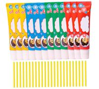 Sanfiyya Blow Plastic Bubbles, Plastic Bubbles Toys with Straw, 12 Sets Large Bubble Balloons for School, Party, Indoor, Outdoor, Gifts for Kids, Random Color