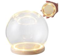 Sanfiyya Glass Globe,Clear Christmas Snow Globe with Wooden Base,5.9 Inch Dia.Transparent Glass Display Dome Gift Keepsake for DIY Crafts Home Tabletop Decor(B)