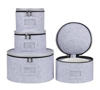 Sanfiyya Stackable China Organizers, 4Pcs Felt Zippered Plate Storage, Dustproof Moving Bags for Dishes/7-12