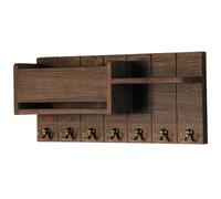 Sanfiyya Wooden Wall Key Rack with 6 Hooks, Modern Entryway Organizer for Keys, Mail, Magazines & Umbrellas - Space-Saving Home Decor