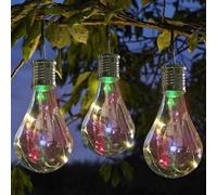 Sanfly 3pc/set Waterproof Hanging Lanterns Multicolour Solar Rotatable Camping Hanging Light Lamp Bulb for Outdoor Garden