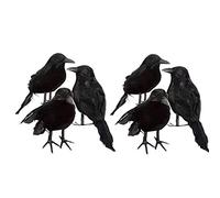 Sanfly 6pcs Artificial Black Birds Prop Fake Ravens Decor for Outdoor Indoor Party Halloween Decorations