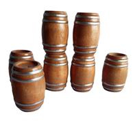 Sanfly 7pcs/set Miniature Wooden Beer Keg 1:12 Dollhouse Wine Barrel Mini Beer Keg Barrel Model Micro Landscape Decoration