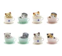 Sanfly 8 Pcs Cute Cat Figurines Mini Cat Figures Kitten Playset Coffeecup Pets Landscape Decorations Cake Toppers Animal Statues Ornaments for Home Decor