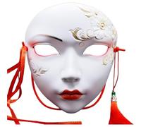 Sanfly Ancient Style Mask Woman Full Face Mask Japanese Kabuki Kitsune Masks Cosplay Hand-painted Masks for Masquerade