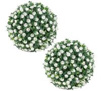 Sanfly Artificial Topiary Balls Realistic Leaf Grass Ball Hanging Grass Balls Decorative Greenery Ball for Garden Courtyard