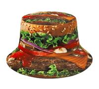 Sanfly Burger Bucket Hat Foldable Fisherman Cap Double Sides Panama Cap for Summer Outdoor Vacation Travel Beach Sun Protection