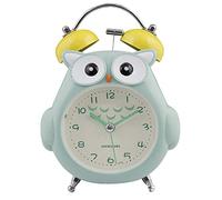 Sanfly Cartoon Owl Kids Alarm Clock Boys Non Ticking Cute Blue Alarm Clock Classic Double Bell Clock for Home Bedside