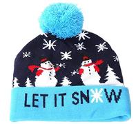 Sanfly Christmas Hats Sweater Snowman Knitted Beanie Hat with Led Light Up Cartoon Pattern for Kids