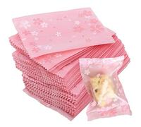 Sanfly Cookie Bags 200pcs/set Cherry Blossom Self Adhesive Sweet Bags Clear Bags Perfect for Storing Gifting Delicious Treats