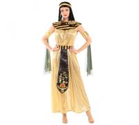 Sanfly Egyptian Pharaoh Costume for Adults, Golden Goddess Prom Cosplay Dress Halloween Party Cleopatra Costume Outfit for Women