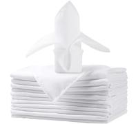 Sanfly Kitchen Cloth Napkins 12pcs Cotton White Napkins Reusable Table Dinner Napkins Soft Washable Serviettes Napkin for Restaurant