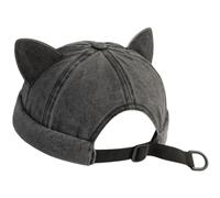 Sanfly Men Docker Cap Hat, Retro Brimless Melon Skin Hat, Cute Cat Ear Landlord Hat, Adjustable Rolled Cuff Harbour Hat for Men Women