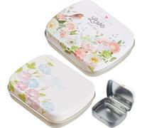 Sanfly Metal Portable Storage Box 2pcs Mini Rectangle Empty Box Metal Tins with Hinged Lids Cute Storage Containers for Candy Coin Tiny Bead