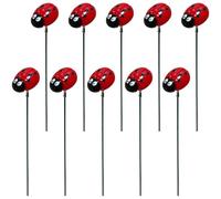 Sanfly Mini Ladybird Garden Stakes 10pcs Decorative Garden Stakes for Plants Metal Ladybug Stake Ladybird Flowers Pots Decorations