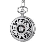 Sanfly Multifunctional Pocket Watch Flip Open Survival Compass for Men Hollow Out Pocket Watch Compass with Clasp Chain