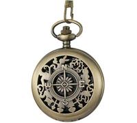 Sanfly Multifunctional Pocket Watch Flip Open Survival Compass for Men Hollow Out Pocket Watch Compass with Clasp Chain