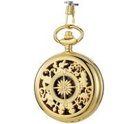 Sanfly Multifunctional Pocket Watch Flip Open Survival Compass for Men Hollow Out Pocket Watch Compass with Clasp Chain