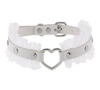Sanfly Punk Pu Leather Goth Choker Collar Adjustable Vintage Gothic Heart Leather Lace Choker Choker Necklaces for Display