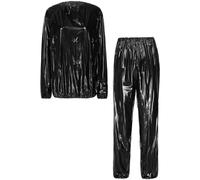 Sanfly Pvc Sweat Sauna Suit Long Sleeve Elastic Cuff and Pants Weight Loss Exercise Training Suit Anti-rip Sweat Sauna Fitness Workout Suits