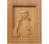 Sanfly Religious Statue of Christ Jesus, Wooden Embossed Photo Frame Jesus, Relief Crafts Home Ornaments Church Supplies