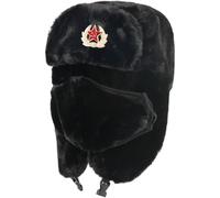 Sanfly Soviet Badge Lei Feng Hat Bomber Hat Unisex Russia Hats Rabbit Snow Caps Thicken Ear Flap Hat Trapper Hats for Outdoor
