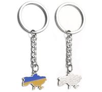 Sanfly Ukraine Map Keychain Stainless Steel Keyring Ukraine Bag Keychain Pendant Ethnic Style Flag Keyring Accessories