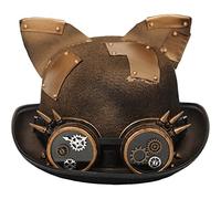 Sanfly Unisex Steampunk Hats Halloween Costume Hat with Goggles Novelty Cat Ear Gothic Hats Halloween Party Costume Hat