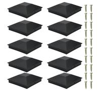 Sanfoelek 10 Pack 102 * 102mm(4 * 4inch) Wood Fence Post Caps Plastic Deck Post Caps Water-Proof UV-Proof Keep Post from Cracking and Rotting Outdoor Post Caps Cover Fence Wood Post
