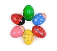 Sanfoelek 6 Pack Wooden Shake Egg Egg Percussion Instrument Interesting Music Shake Eggs for Party Musical Egg Basket Stuffers Fillers Musical Instrument