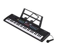 Sanfoelek 61 Keys USB Electronic Organ Kids Electric Piano with Microphone Black Digital Music Electronic Keyd LED Display Built-in Dual Stereo Speakers with 16 Tones 10 Rhythms 6 Demo Songs Kids