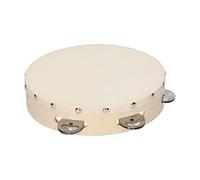 Sanfoelek 8 Inch Hand Tambourine with Metal Single Row Jingles Sheepskin Drum Skin Wooden Tambourines Entertainment Musical Timbrel for Adults Kids Dancine Singing Party