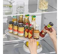 Sanfoelek Lazy Susan Turntable Organizer for Refrigerator Clear Rotating Rectangular Storage Tray for Cabinet, Table, Pantry, Kitchen
