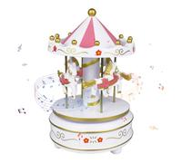 SanfoelekCarousel Music Box 4-Horse Rotating Baby Musical Toy s Bthday Presents for Gls Kids Children Daughter Friends
