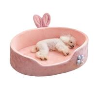 SanfoelekLinda Cama para Perros de Princesa, Cama Rosa para Mascotas, Cama para Dorm para Perros Desmontable Y Lavable, Cama Redonda con Orejas de Conejo para Perros Y Gatos,(M Suitable for 44.1-110.2