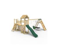 (Sanford) Rebo Double Tower Climbing Frame with Flexible Bridge, Swing & Slide