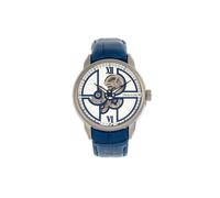 Sanford Semi-Skeleton Leather-Band Watch Heritor Automatic Blue One Size