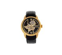 Sanford Semi-Skeleton Leather-Band Watch Heritor Automatic Gold One Size