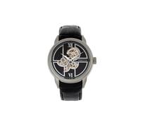 Sanford Semi-Skeleton Leather-Band Watch Heritor Automatic Silver One Size