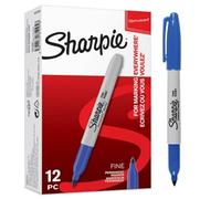 SHARPIE Set of 6 Fine Permanent Markers, Blue