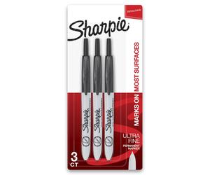 Sanford Sharpie Ultra Fine Point Retractable Permanent Markers 3/Pkg-Black,Packof1,