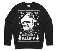 Sanfran Clothing All I Want For Christmas Is Klopp Christmas Jumper Jurgen Liverpool Football Manager Ugly Xmas Gift Dad Son Unisex Sweater Sweatshirt Small/Black