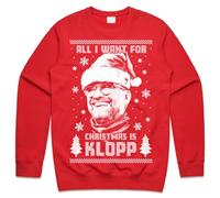 Sanfran Clothing All I Want For Christmas Is Klopp Christmas Jumper Jurgen Liverpool Football Manager Ugly Xmas Gift Dad Son Unisex Sweater Sweatshirt Medium/Red