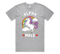 Sanfran Clothing Alpha Male Top Funny Meme Unicorn Gift Unisex Joke Prank Fathers Day Stag Do T-Shirt Extra Large/Light Grey