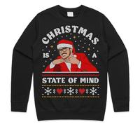 Sanfran Clothing Christmas is A State of Mind Top Pedro Pascal Xmas Daddy Funny Gift 90s Gift Meme Jumper Sweater Medium/Black