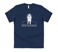Sanfran Clothing CPR Certified Top Funny The US Office Dwight Schrute Farms Michael Scott T-Shirt Extra Large/Navy Blue
