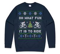 Sanfran Clothing Cycling Oh What Fun It Is To Ride Christmas Sweatshirt Bicycle Cycle Gift Xmas Jumper Sweater Age 13 / Navy Blue